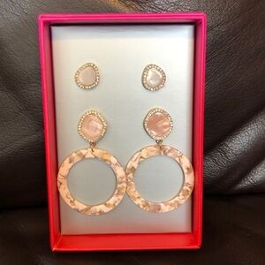 Baublebar 2 Pairs Pink/Peach Earrings NWT in Box